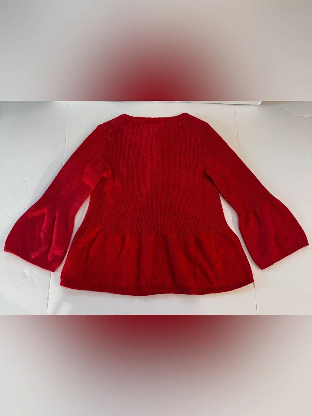 Coldwater Creek Red Peplum Button-Front Cardigan, Preppy Classic Academia- sz M - Picture 11 of 15